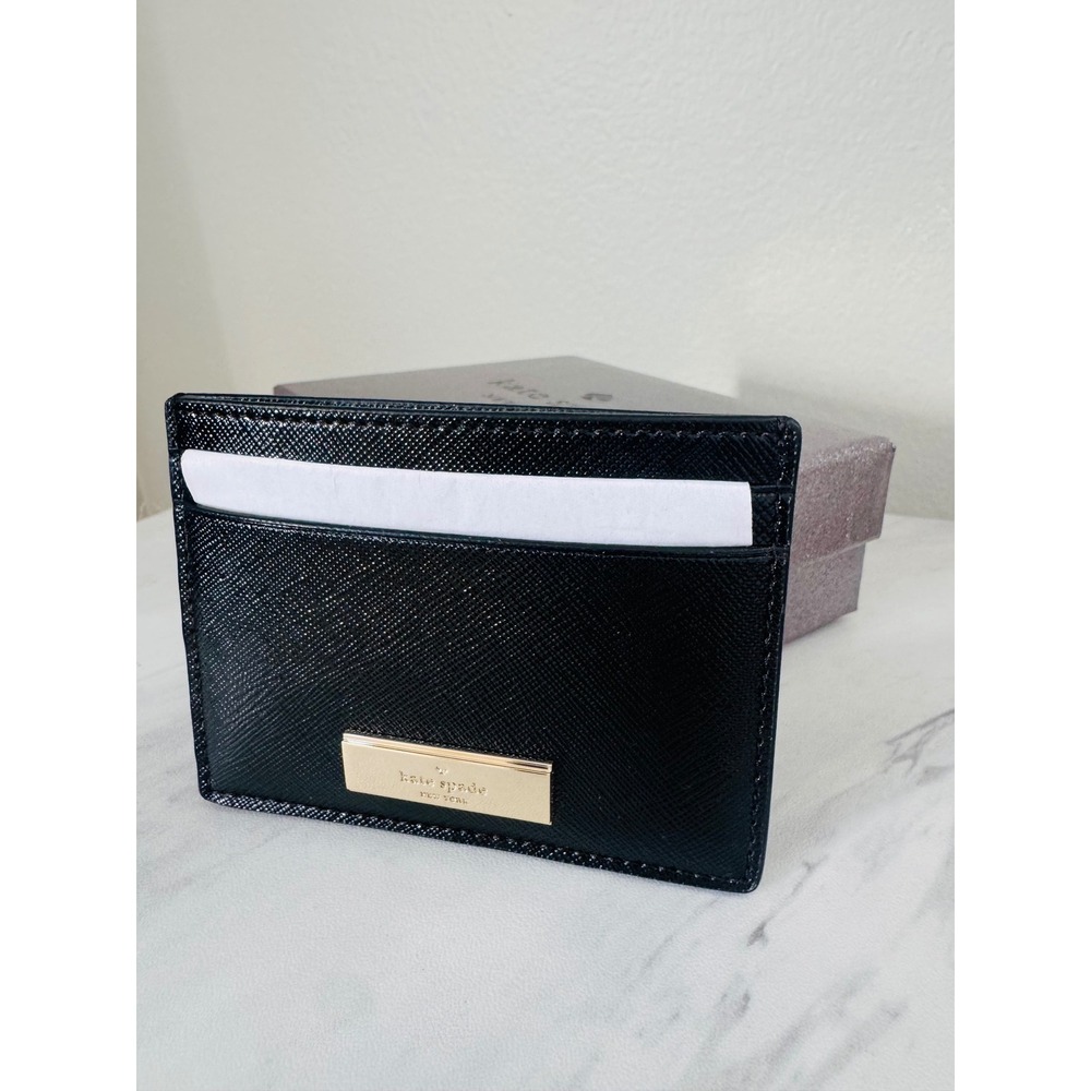 Kate Spade Kenzie Card‎ Case, Slim Chic, Designer, Black Leather, NWT - Picture 10 of 12